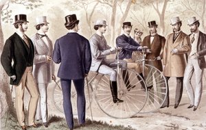 Passeio de bicicleta. Gravação. 1870. de Unknown artist