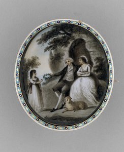 Broche, c.1800 (sépia sobre marfim, cabelo, esmalte de Unknown artist