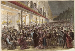 Café nos Grands Boulevards em uma noite de verão 1869 - Paris - Café nos Grands Boulevards em uma noite de verão - 1869 de Unknown artist