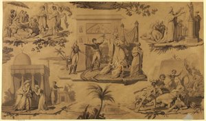 Cartum para Têxtil de Algodão Impresso: Os Franceses no Egito [Les Francais en Egypte] de Unknown artist