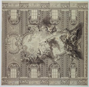 Teto da Igreja do Gesù, Roma, Itália de Unknown artist