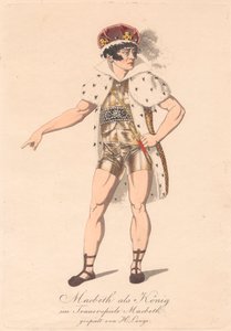 Personagens de uma produção alemã de Macbeth (uma de seis gravuras) de Unknown artist