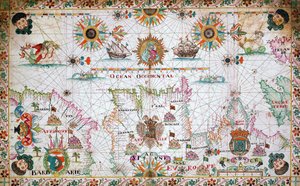 Carta do Mediterrâneo ocidental mostrando as costas norte-africanas e espanholas, e o Atlântico de Unknown artist