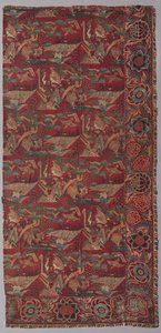 Capa de cama de chintz ou pendurada com um padrão de inspiração japonesa, metade direita de Unknown artist