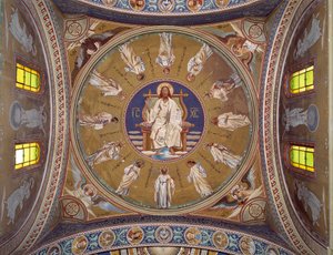 Cristo pantocrator com os apóstolos (fresco de Unknown artist