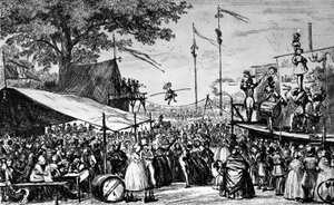 Circo: caminhante - "Feriados, Julho", de Trimolet, no "Comic Almanach de Unknown artist
