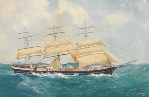 Clipper "Dharwar" num mar agitado de Unknown artist