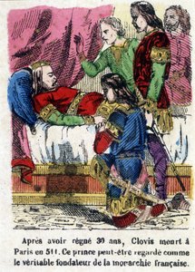 Clovis no seu leito de morte em 511. de Unknown artist