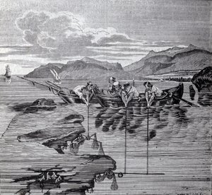 Pesca de coral com a ajuda de sabre salgado e artes. de Unknown artist