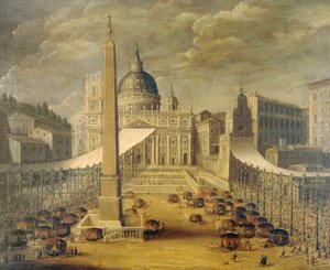Corpus Christi procissão na Praça de São Pedro na época do Papa Inocêncio X, ca. 1646, por um artista desconhecido, óleo sobre tela de Unknown artist