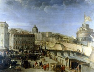 Cortejo do Papa à Ponte S. Angelo em Roma de Unknown artist
