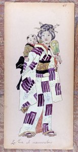 Traje de la zia con il marmocchio (Criança) para a criação de Madame Butterfly de Giacomo Puccini em 1904. Coleção do Museo della Scala de Milão. de Unknown artist