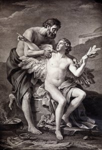 Daedalus e Icarus. Gravura do século XIX. de Unknown artist
