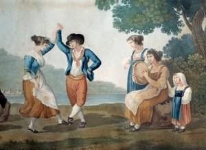 Dançarinos em Frascati, perto de Roma, Itália Pintura anónima de Unknown artist