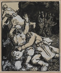 Em uma trincheira, soldados alemães se rendem de Unknown artist
