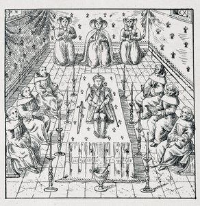 Morte de Carlos IX em 30 de Maio de 1574 aos 24 anos - em "Colecção de 39 figuras representando as calamidades da França de 1562 a 1586" Louis Perrin imprimerie de Unknown artist