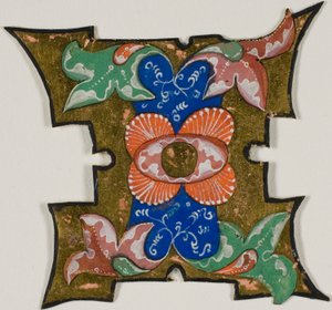 Inicial "I" decorada com folhas de um livro de coro de Unknown artist