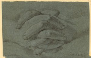 Desenho: Um estudo de mãos dobradas de Unknown artist