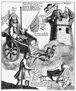 Impressão satírica holandesa contra John Law (1671-1729), sobre o caso Mississippi de Unknown artist