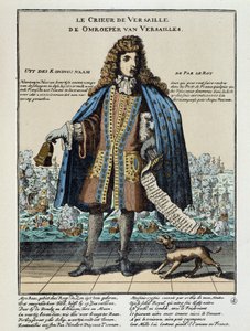 Impressão satírica holandesa contra Luís XIV: Batalha da Houga ou da frota francesa, armada para restaurar Jacques II e comandada por Anne Hilarion de Costentin (Cotentin), Conde de Tourville (1642-1701), foi derrotada e parcialmente destruída em 29 de Mai de Unknown artist