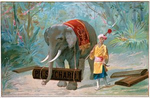 Elefante e Cornac, publicidade "Suchard", v. 1895 de Unknown artist