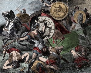 Epaminondas Rescues Pelopidas - Grécia Antiga: Epaminondas (418-362 AC) salva Pelopidas (420-364 AC) durante a Guerra de Corinto (395-387 AC) de Unknown artist