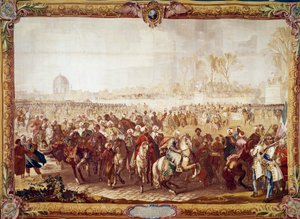 Saída do embaixador turco Mehmet Effendi do Tuileries Garden após a audiência concedida pelo rei Luís XV em 21/03/1721 tapeçaria do século XVIII. Paris, mobiliário nacional de Unknown artist