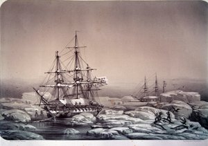 Expedições na Antártica (pólo sul): o navio "Astrolabe" (novo nome da "Shell") de Jules Dumont d