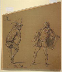 Estudos de figuras para um design de uma capa de clavicórdio de Unknown artist
