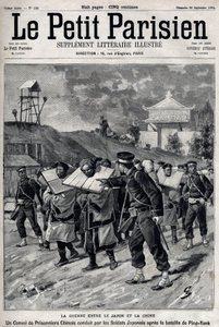 Primeira Guerra Sino-Japonesa - Guerra Sino-Japonesa (1894-1895): Comboio de prisioneiros chineses liderados por soldados japoneses após a Batalha de Pyongyang, em 15 e 16 de setembro de Unknown artist