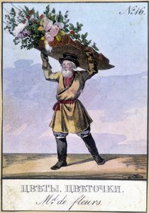 Comerciante de flores na Rússia no século XIX. de Unknown artist