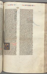 Fol. 357r, Obadias, inicial V historiada, Obadias e um judeu em discussão de Unknown artist