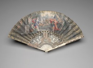 Leque dobrável com Jefté conhecendo sua filha, c.1740s-50s de Unknown artist
