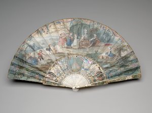 Leque dobrável com cena pastoral, c.1740s-50s de Unknown artist