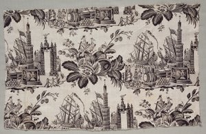 Fragmento de algodão estampado em xilogravura de Unknown artist