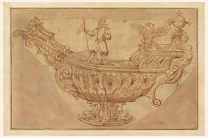 Fragmento de um projeto para um Nef, ou peça central fantástica em forma de um barco de Unknown artist
