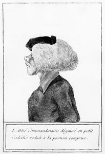 Revolução Francesa: após a entrega de bens do clero à Nação, representação de um abade disfarçado - gravura de Unknown artist