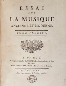 Frontispício de "Ensaio sobre música antiga e moderna" de Jean Benjamin de Laborde (Jean-Benjamin de La Borde) (1734-1794) 1780 Bolonha, museo musicale civico de Unknown artist