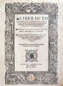 Frontispício do Missarum Liber octo (1541) de Unknown artist