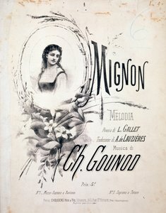 Frontispício de Mignon, melodia de Charles Gounod (século XIX) de Unknown artist