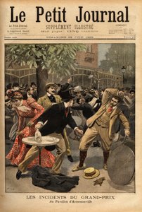 Luta geral nas corridas do Grande Prêmio Longchamp, cuja origem se deve às declarações de Charles Dupuy (1851-1923), Ministro do Interior e dos Assuntos Religiosos, que animou os cidadãos atuais fazendo-os acreditar que as ameaças à república ( de Unknown artist