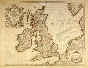 Mapa geográfico representando a Inglaterra e a Irlanda. Atlas de G. Delysle de Unknown artist