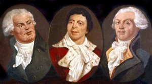 Georges Jacques Danton, Jean Paul Marat e Maximilien de Robespierre, três figuras principais da Revolução Francesa de Unknown artist