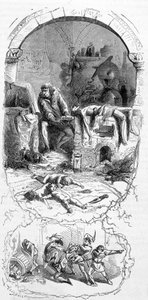 Gilles de Rais (Retz ou Rays) (1404-1440) em situação: os feiticeiros, para as suas operações mágicas, compraram crianças natimortas (século XV) - gravura, n.d. de Unknown artist