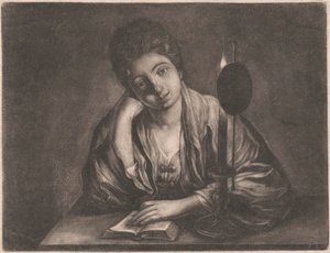 Leitura de Menina por Vela Luz de Unknown artist
