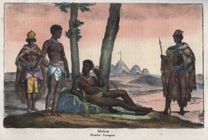 Gonqui Hottentots do Cabo - gravura de "Usos e Costumes de Todos os Povos do Universo". Ou História do Governo, Leis, Milícias, Religião de Todas as Nações desde os tempos mais remotos até ao dia de hoje" 1856 de Unknown artist