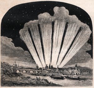 Grande Cometa de 1744 (C/1743 X1) - Grande comete a seis caudas de 1744 - Comete de Cheseaux ou Comete Klinkenberg-Cheseaux - gravura por volta de 1867 de Unknown artist