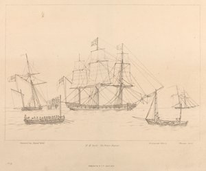 O iate de Sua Majestade o Príncipe Regente e o seu barco de Unknown artist