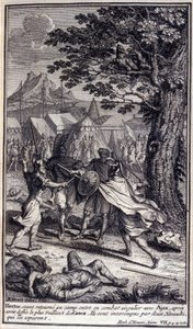 Hector, de regresso ao campo, entra numa batalha singular com o Ajax, depois de ter desafiado o mais corajoso dos gregos. Eles são interrompidos por dois Herautas que os separam. Ilustração do livro VII da Ilíada de Homero, edição francesa de Unknown artist