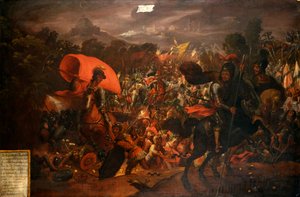 Hernan Cortes a fugir da capital asteca de Unknown artist